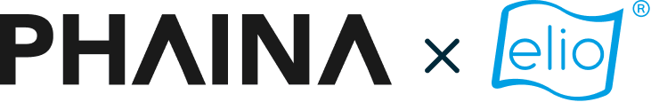 Logo von Phaina und elio nebeneinander und durch ein x getrennt