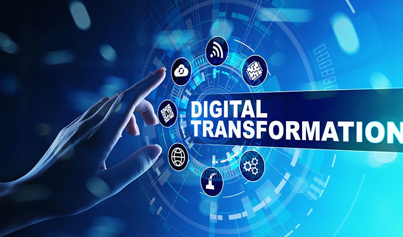 Visualisierung der digitalen Transformation mit verschiedenen Symbolen
