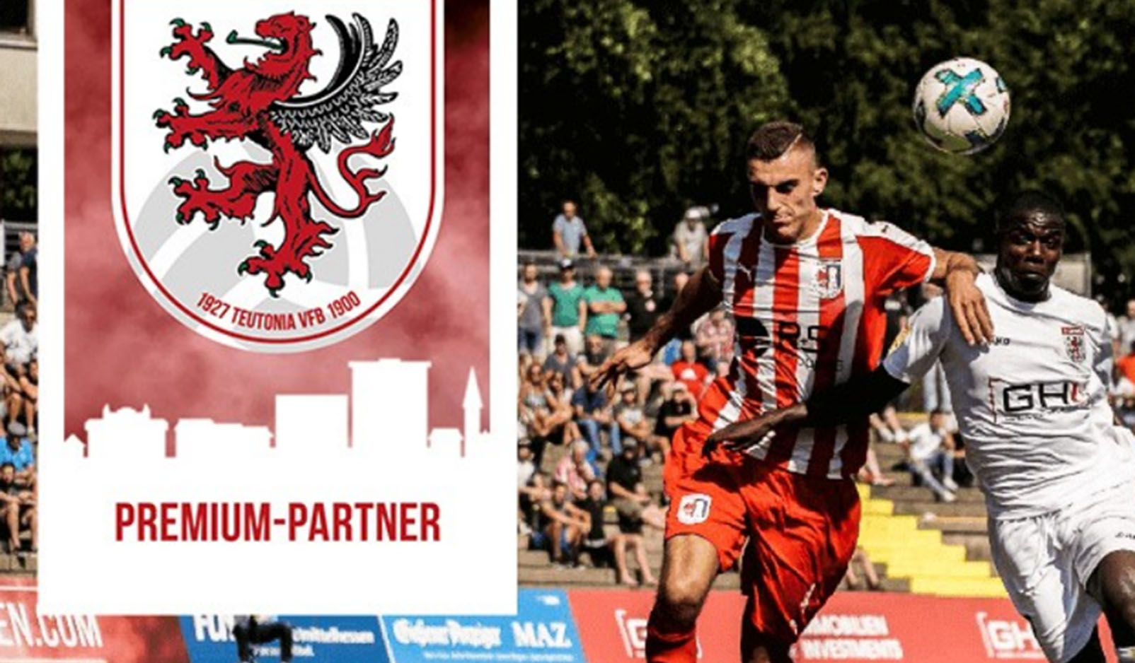 Foto eines Spielers des FC Giessen und dem Partner-Logo