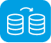 Shop Migration Icon: Wechsel von einem zum anderen System, illustriert durch Stapel